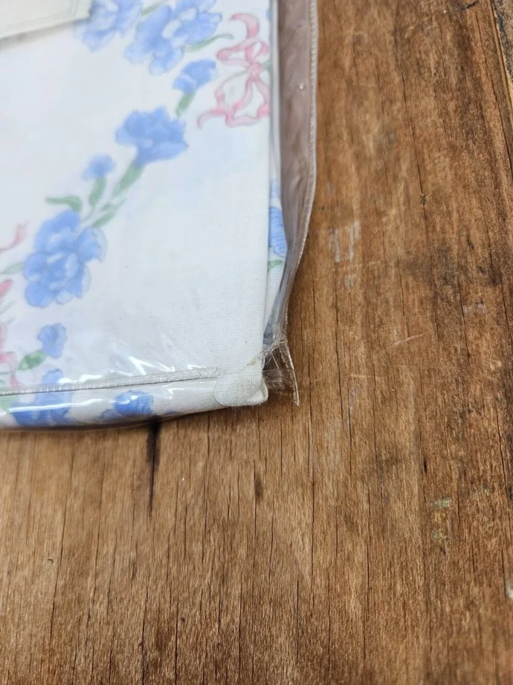 VTG New Palais Royal Cotton Twin Fitted Sheet Made in France Blue Floral